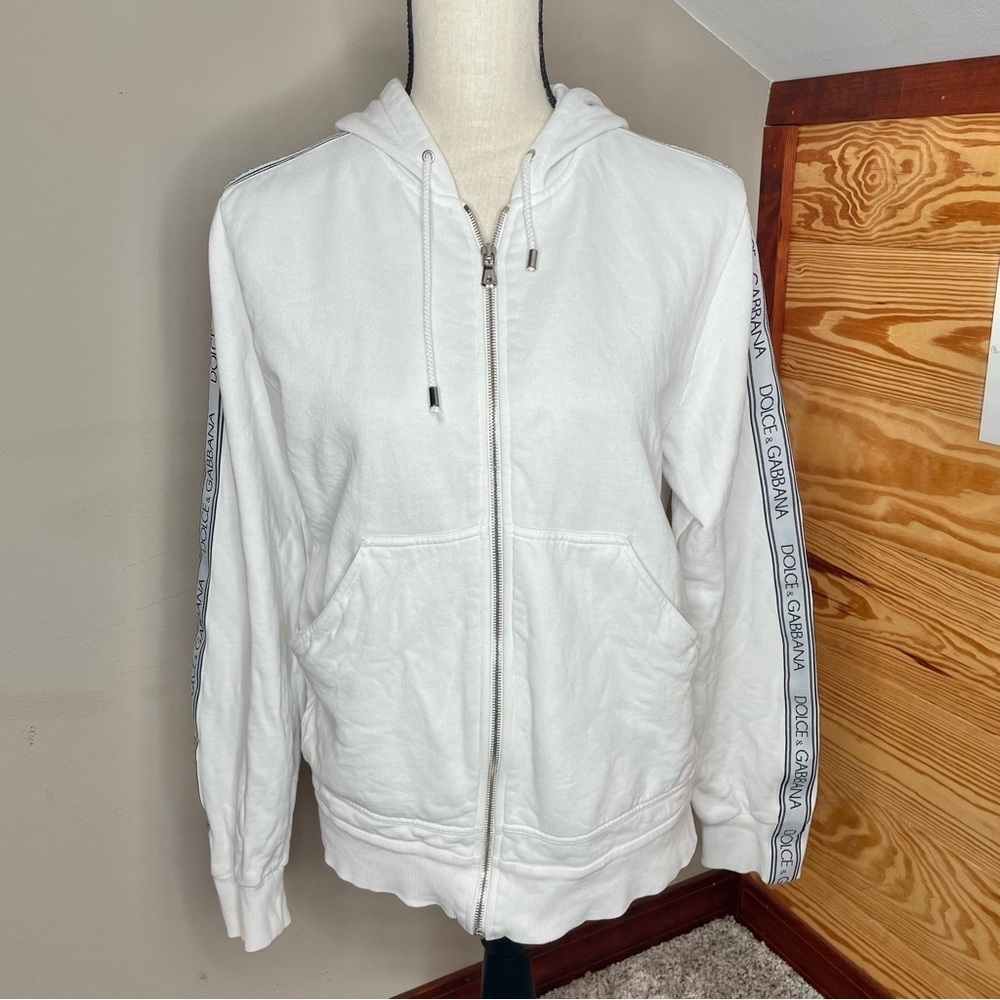 Vintage Dolce & Gabbana Full Zip White Hoodie Jacket Medium Designer 2003